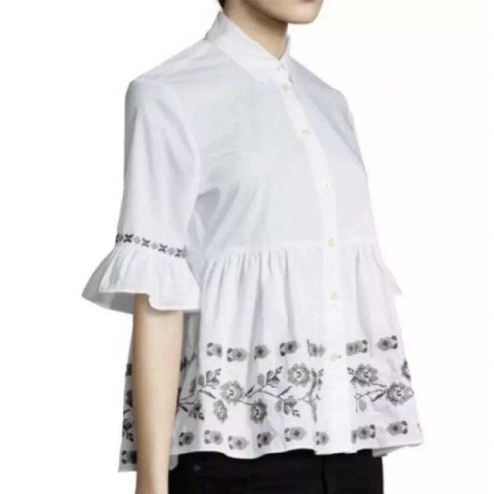 KATE‎ SPADE BROOME STREET SHIRT 100% COTTON EMBROIDERED Size Small